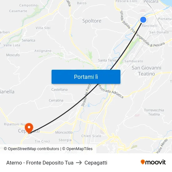Aterno - Fronte Deposito Tua to Cepagatti map