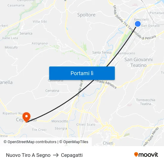 Nuovo Tiro A Segno to Cepagatti map