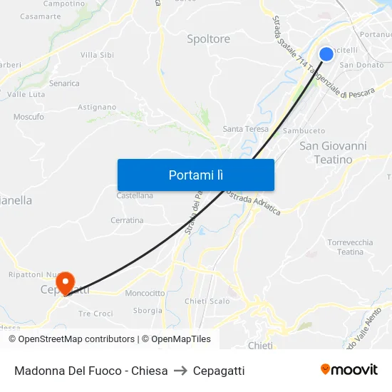 Madonna Del Fuoco - Chiesa to Cepagatti map