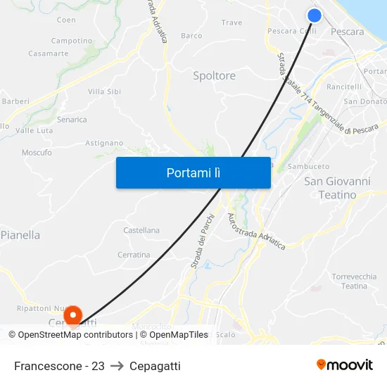 Francescone - 23 to Cepagatti map
