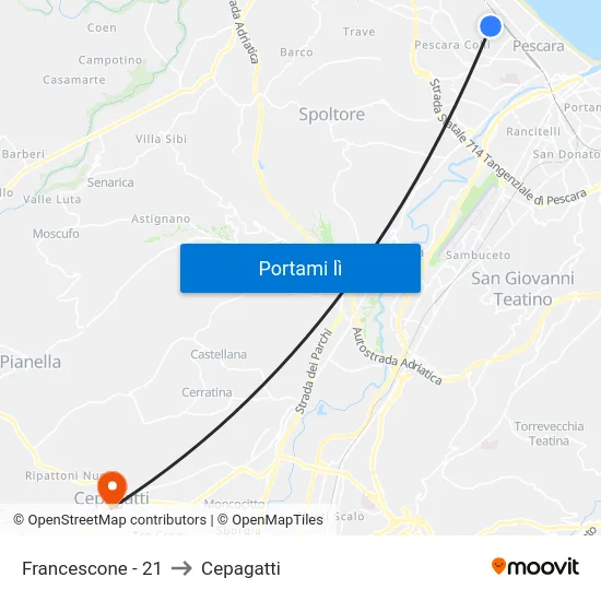 Francescone - 21 to Cepagatti map