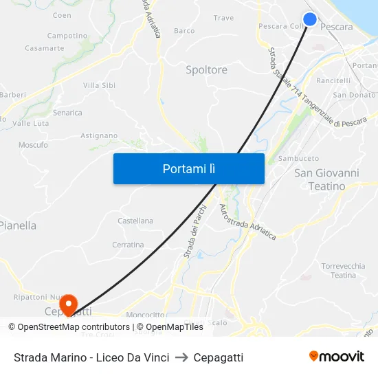 Strada Marino - Liceo Da Vinci to Cepagatti map