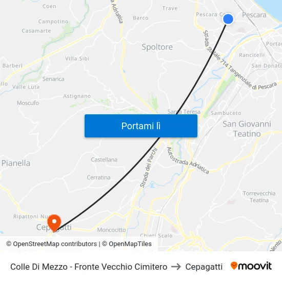 Colle Di Mezzo - Fronte Vecchio Cimitero to Cepagatti map