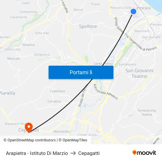 Arapietra - Istituto Di Marzio to Cepagatti map