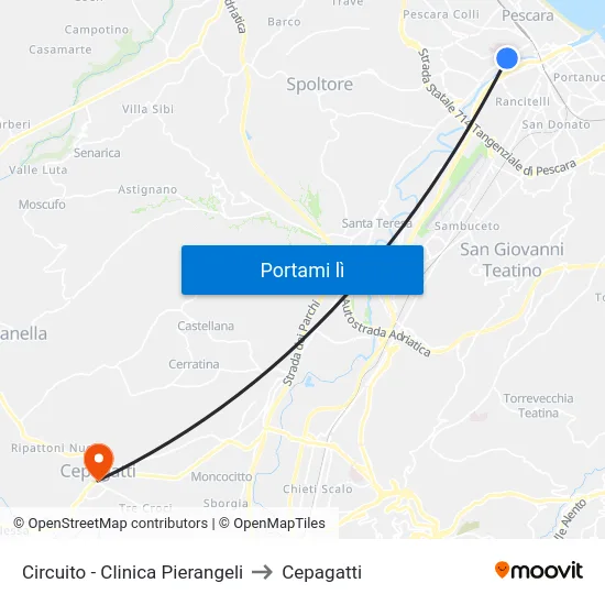 Circuito - Clinica Pierangeli to Cepagatti map