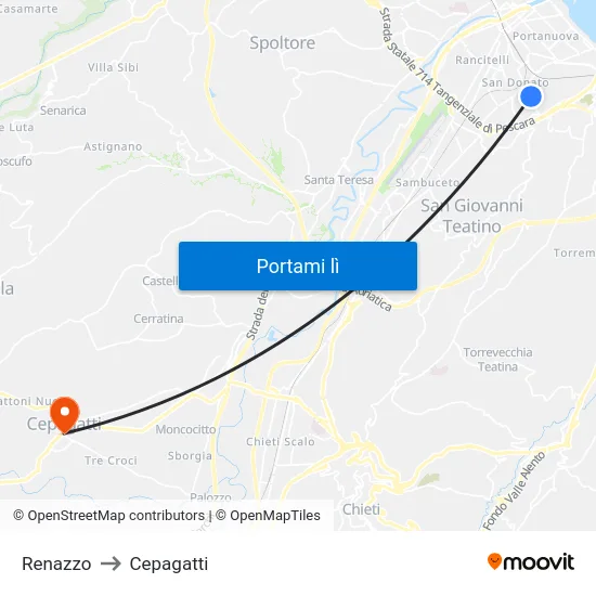 Renazzo to Cepagatti map
