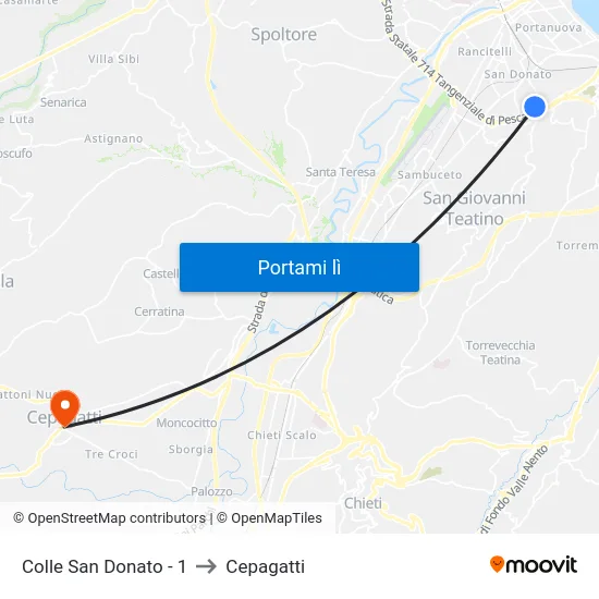 Colle San Donato - 1 to Cepagatti map