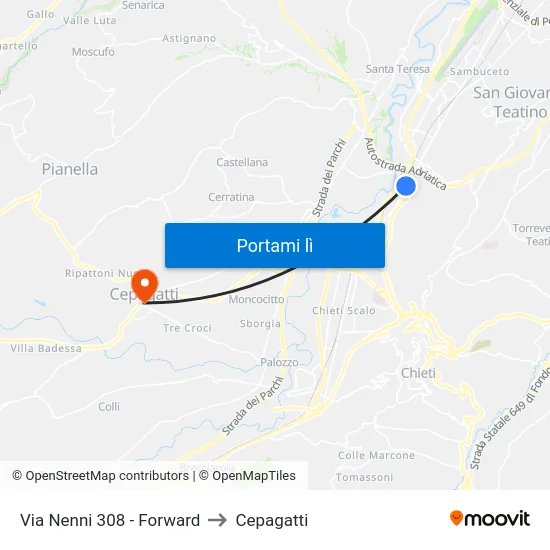 Via Nenni 308 - Forward to Cepagatti map