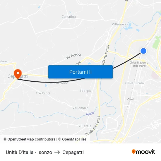 Unità D'Italia - Isonzo to Cepagatti map