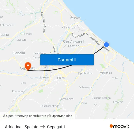 Adriatica - Spalato to Cepagatti map