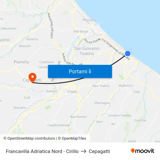 Francavilla Adriatica Nord - Cirillo to Cepagatti map