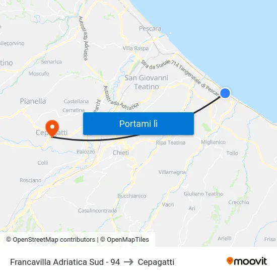 Francavilla Adriatica Sud - 94 to Cepagatti map