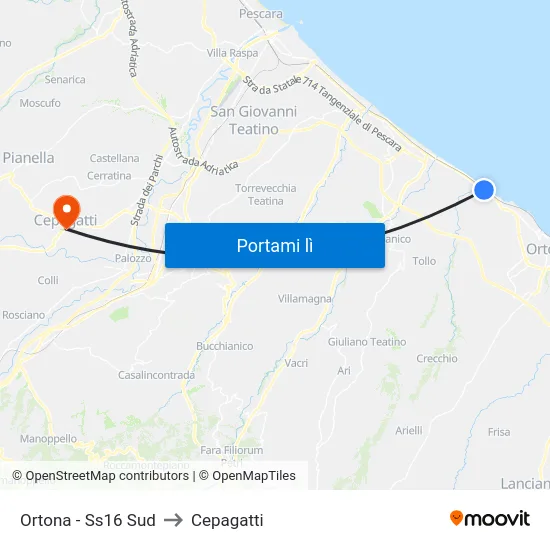 Ortona - Ss16 Sud to Cepagatti map