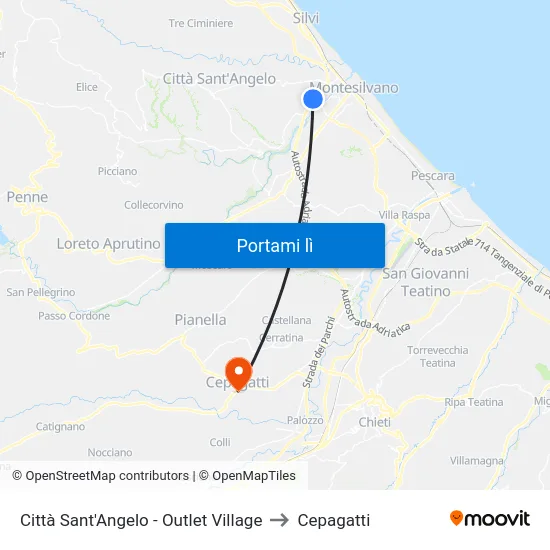 Città Sant'Angelo - Outlet Village to Cepagatti map
