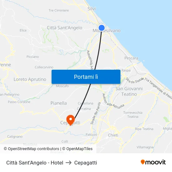 Città Sant'Angelo - Hotel to Cepagatti map