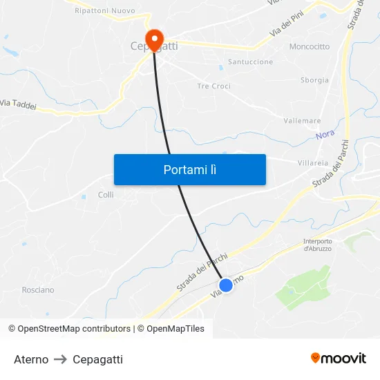 Aterno to Cepagatti map