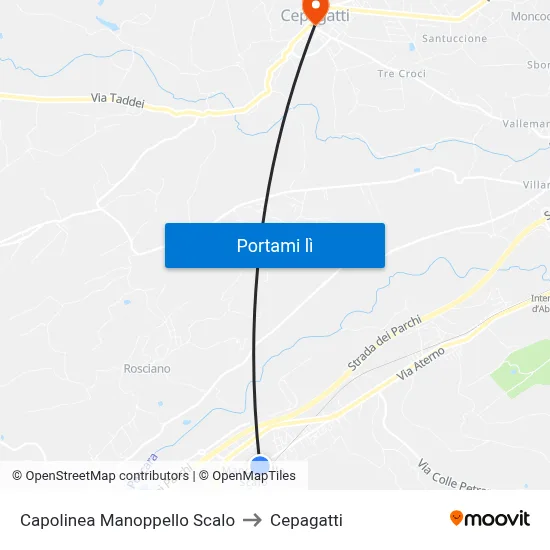 Capolinea Manoppello Scalo to Cepagatti map