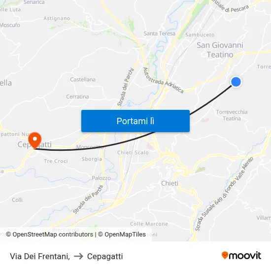 Via Dei Frentani, to Cepagatti map