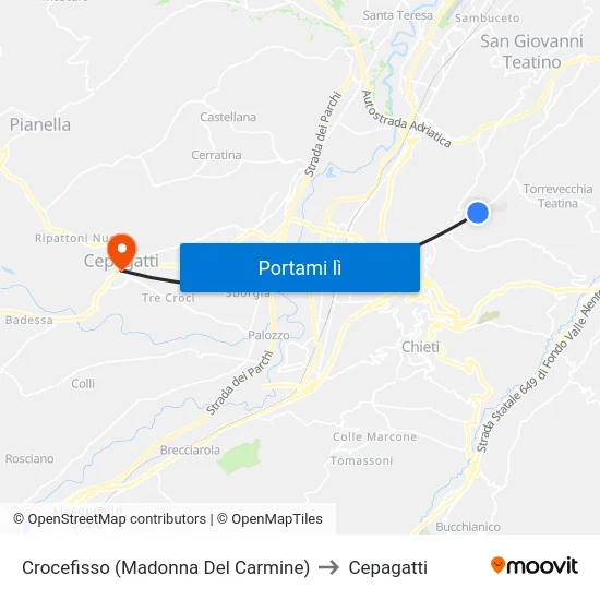 Crocefisso (Madonna Del Carmine) to Cepagatti map