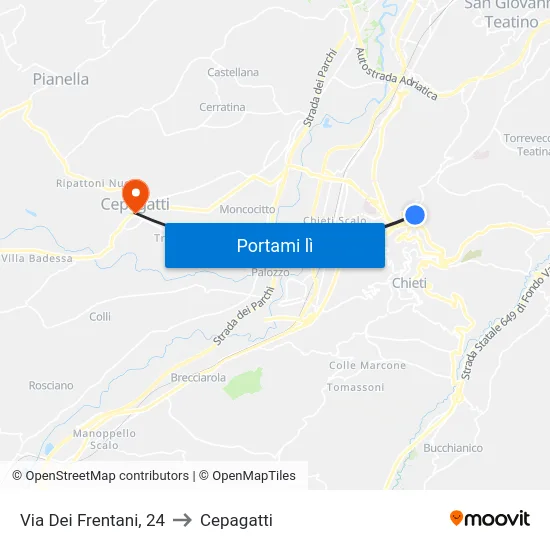 Via Dei Frentani, 24 to Cepagatti map