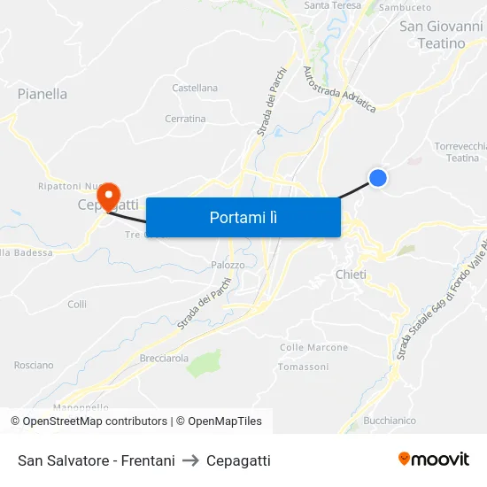 San Salvatore - Frentani to Cepagatti map