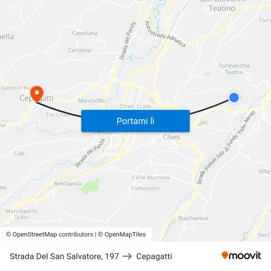 Strada Del San Salvatore, 197 to Cepagatti map