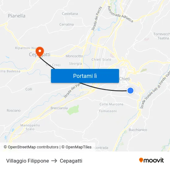 Villaggio Filippone to Cepagatti map