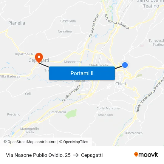 Via Nasone Publio Ovidio, 25 to Cepagatti map