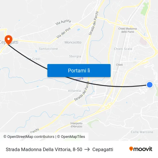 Strada Madonna Della Vittoria, 8-50 to Cepagatti map