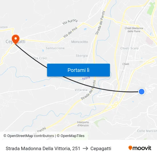 Strada Madonna Della Vittoria, 251 to Cepagatti map