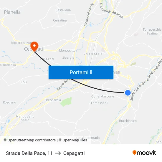 Strada Della Pace, 11 to Cepagatti map