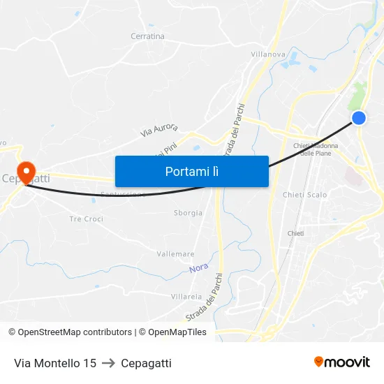 Via Montello 15 to Cepagatti map
