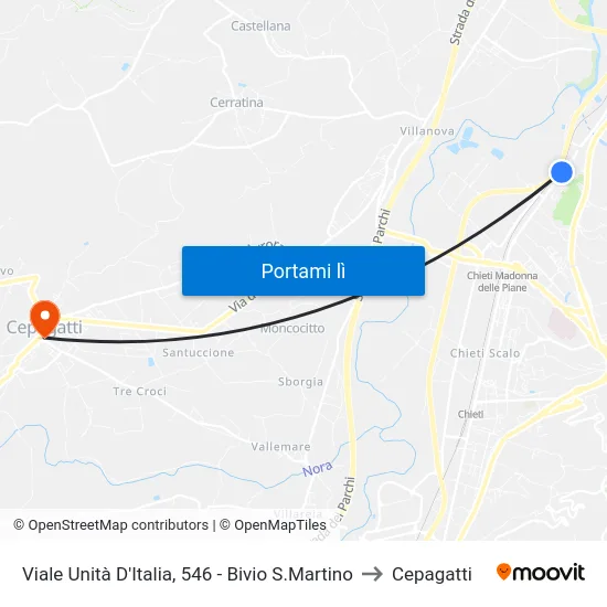 Viale Unità D'Italia, 546 - Bivio S.Martino to Cepagatti map
