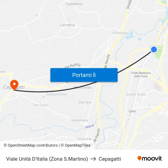Viale Unità D'Italia (Zona S.Martino) to Cepagatti map