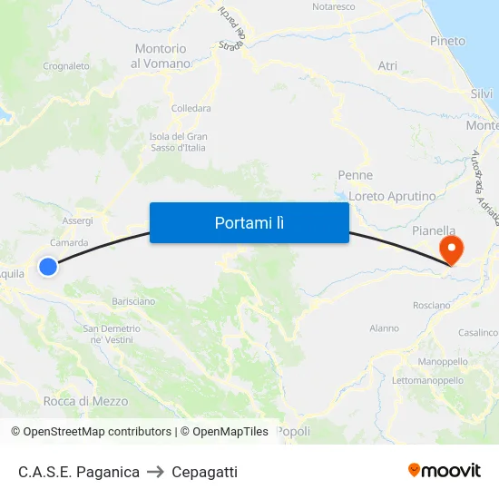 C.A.S.E. Paganica to Cepagatti map