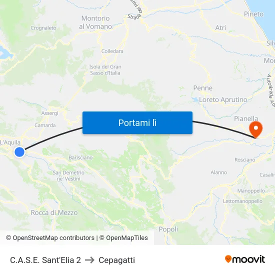 C.A.S.E. Sant'Elia 2 to Cepagatti map