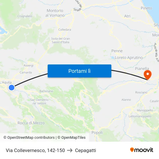 Via Collevernesco, 142-150 to Cepagatti map