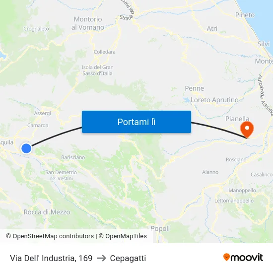 Via Dell' Industria, 169 to Cepagatti map