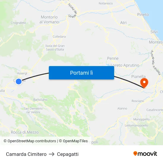 Camarda Cimitero to Cepagatti map
