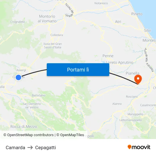Camarda to Cepagatti map