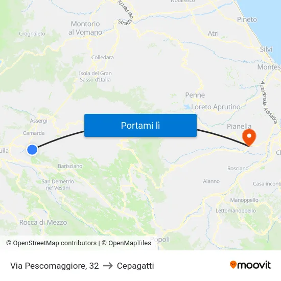 Via Pescomaggiore, 32 to Cepagatti map
