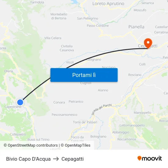 Bivio Capo D'Acqua to Cepagatti map