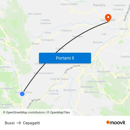 Bussi to Cepagatti map