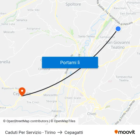 Caduti Per Servizio - Tirino to Cepagatti map