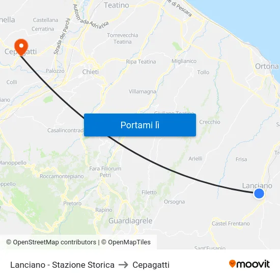 Lanciano - Stazione Storica to Cepagatti map