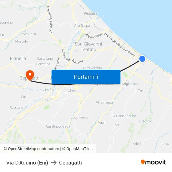 Via D'Aquino (Eni) to Cepagatti map