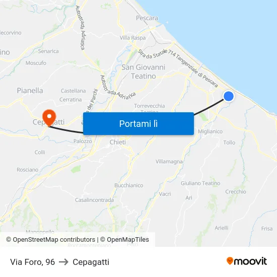 Via Foro, 96 to Cepagatti map