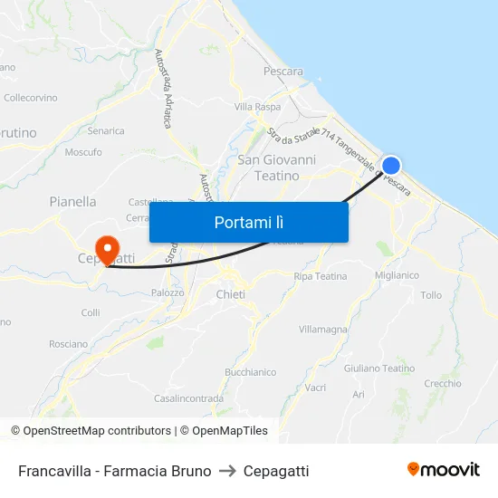 Francavilla - Farmacia Bruno to Cepagatti map