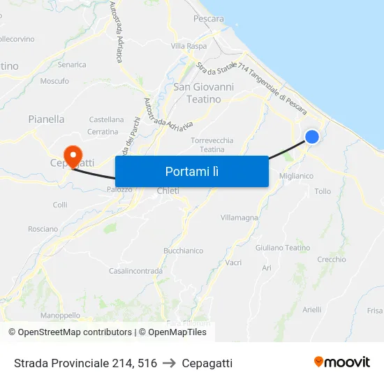 Strada Provinciale 214, 516 to Cepagatti map