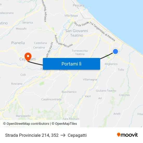 Strada Provinciale 214, 352 to Cepagatti map